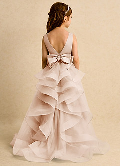 Azazie Lior Flower Girl Dresses English Rose Ball-Gown Pleated Tulle Dress image7