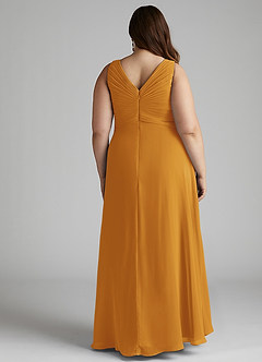 Azazie Flora Bridesmaid Dresses Butterscotch A-Line Pleated Chiffon Dress image13