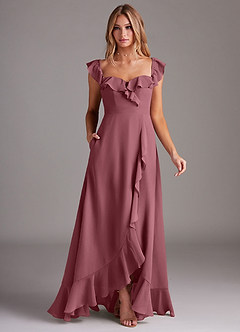 Azazie Lyra Bridesmaid Dresses Desert Rose A-Line Chiffon Convertible Dress image3