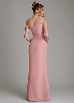 Azazie Ama Vestidos de damas de honor Vestido de Rosa Polvorienta de Gasa de Corte en A con Plisado image5