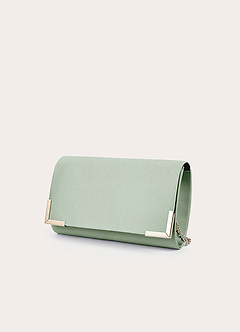 front Matching Color Matte Satin Block Heel Sandals & Envelope Clutch Set