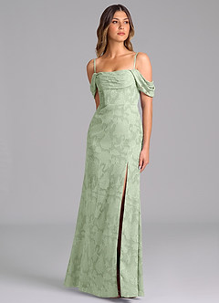 Azazie Saige Bridesmaid Dresses Dusty Sage A-Line Off the Shoulder Floral Burnout Convertible Dress image5