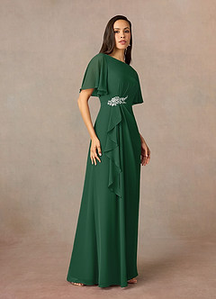 Azazie Rain Abiti per la Madre della Sposa Abito Tubino in Chiffon Perline Verde Scuro image9