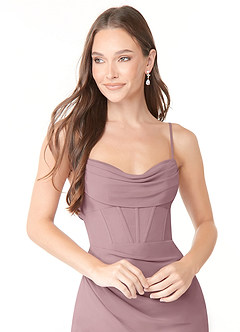 Azazie Mai Bridesmaid Dresses Dusty Rose Sheath Pleated Chiffon Dress image5
