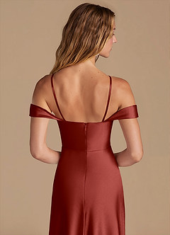 Azazie Jackalin Brautjungfernkleider Wandelbar A-Linie Schulterfrei Metallischer Satin Kleid Terrakotta image2