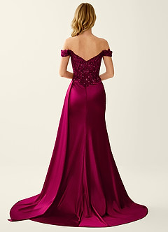 Nerine Burgundy Lace Corset Lace Up Back Mermaid Prom Dress image2