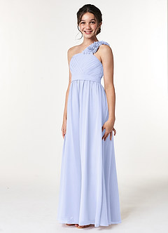 Azazie Flower Junior Lavender A-Line Pleated Chiffon Dress image4