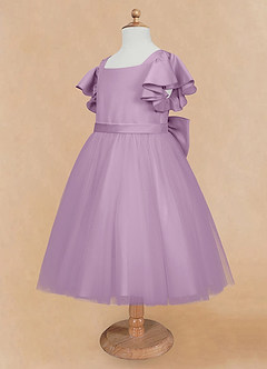 Azazie Kaeya Flower Girl Dresses Wisteria A-Line Bow Tulle Dress image7