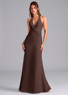Azazie Valerie Bridesmaid Dresses Ganache Mermaid Pleated Chiffon Dress image4