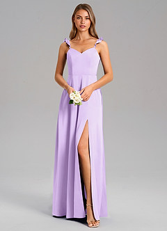 Azazie Everett Robes de demoiselle d'honneur Robe Trapèze en Satin extensible Lilas image5
