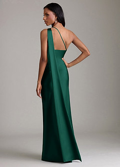 Azazie Galinda Brudtärnklänningar Klä av Sjöjungfru i Stretch Satin Ena axeln Smaragdgrön image6