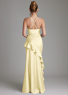 Azazie Jayda Brautjungfernkleider A-Linie Gestreift Stretch-Satin Kleid Zitronensorbet image2