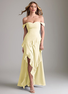 Azazie Sloane Bridesmaid Dresses Lemon Sorbet A-Line Sweetheart Neckline Chiffon Dress image5