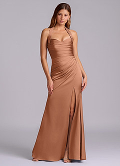 Azazie Destiny Bridesmaid Dresses Bronzer Mermaid Sweetheart Neckline Stretch Satin Dress image7