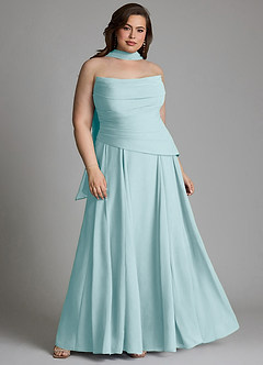 Azazie Gabriela Brautjungfernkleider A-Linie Korsett Chiffon Kleid Seegrün image18