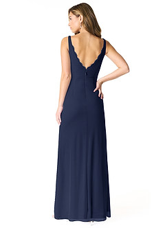 Azazie Verami Bridesmaid Dresses Dark Navy Mermaid Lace Mesh Dress image2