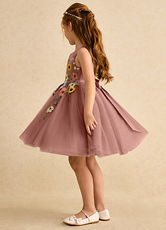 Azazie Prima Flower Girl Dresses Cedar Rose A-Line Bow Tulle Dress image4