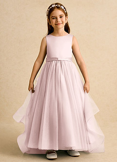 Azazie Lior Robe Demoiselle D'honneur Fillette Robe Princesse en Tulle Plissé Rose Pâle image2