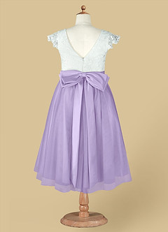 Azazie Vetty Flower Girl Dresses Ivory Lilac A-Line Lace Tulle Dress image14