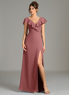 Azazie Kimmy Bridesmaid Dresses Amethyst A-Line Ruched Chiffon Dress image1