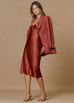 front Rowan Terracotta Refined Weave Performance blazer