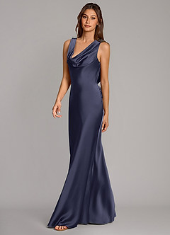 Azazie Cheryl Vestidos de damas de honor Vestido Tormenta de Satén Elástico de Corte Sirena image3