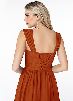 Azazie Angie Bridesmaid Dresses Paprika A-Line Corset Chiffon Dress image3