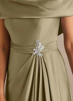 Azazie Branford Mother of the Bride Dresses Moss Green A-Line Pleated Stretch Satin Dress image4