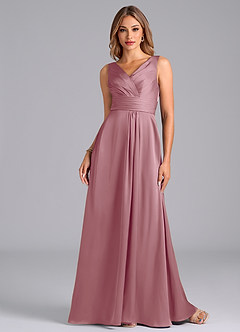 Azazie Karina Bridesmaid Dresses Vintage Mauve A-Line Pleated Stretch Satin Dress image4