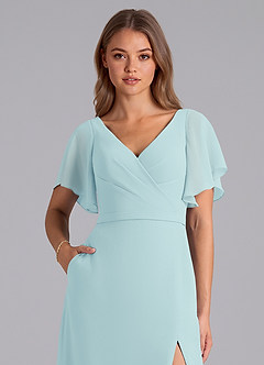 Azazie Ambrosia At-home Try On Dresses Cabernet A-Line Pleated Chiffon Dress image2