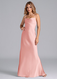 Azazie Seema Bridesmaid Dresses Powder Pink Mermaid Corset Stretch Satin Dress image5