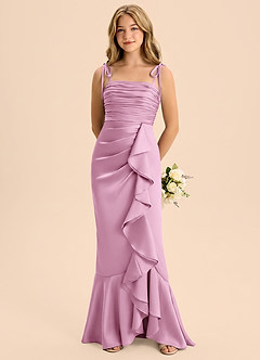 Azazie Ryan Junior Candy Pink Sheath Bow Stretch Satin Dress image5
