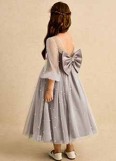 Azazie Trudy Flower Girl Dresses Taupe Ball-Gown Sweetheart Neckline Tulle Dress image7