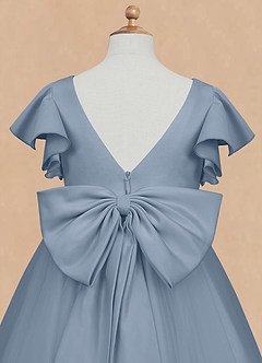 Azazie Kaeya Abiti da Ragazza di Fiori Abito A-Line in Tulle Fiocco Blu Polveroso image8