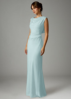 Azazie Kieryn Robes de demoiselle d'honneur Robe Sirène en Satin extensible Plissée Brume image3