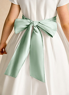 Azazie Deary Flower Girl Dresses Ivory Agave A-Line Bow Cotton Dress image8