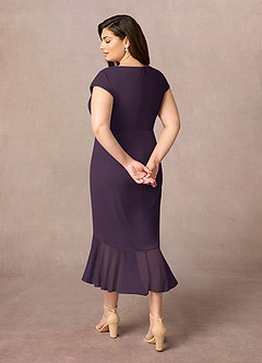 Azazie Renetta Mother of the Bride Dresses Plum Sheath V-Neck Pleated Mesh Dress image11