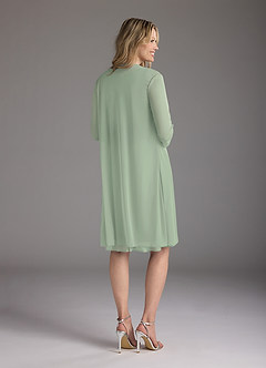 Azazie Sunny Kleider für die Brautmutter A-Linie Plissee Gittergewebe Kleid Staubiger Salbeigrün image4