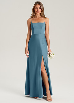 Azazie Lidia Abiti da Damigella Abito Sirena in Raso Elasticizzato Spacco Laterale Bermuda image11