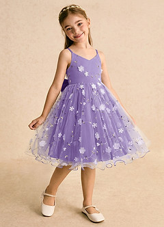 Azazie Junebug Flower Girl Dresses Tahiti Ball-Gown Spaghetti Strap Tulle Dress image2