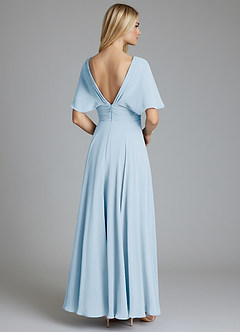 Azazie Pamela Bridesmaid Dresses Sky Blue A-Line V-Neck Pleated Chiffon Dress image2