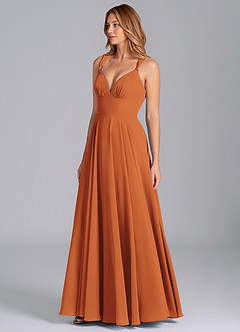 Azazie Darana Bridesmaid Dresses Cinnamon A-Line Corset Chiffon Dress image4