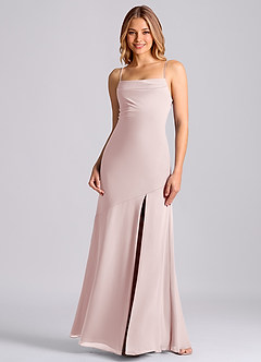 Azazie Grata 신부 들러리 드레스 인어 주름진 쉬폰 바닥 길이 드레스 image3