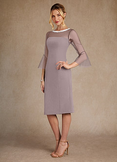 Azazie Bellevue Mother of the Bride Dresses Vintage Mauve Sheath Beaded Stretch Crepe Dress image2