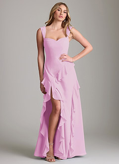 Azazie Sloane Bridesmaid Dresses Candy Pink A-Line Sweetheart Neckline Chiffon Dress image3
