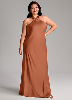 Azazie Doretta Bridesmaid Dresses Cedar Rose Mermaid Pleated Stretch Satin Dress image9