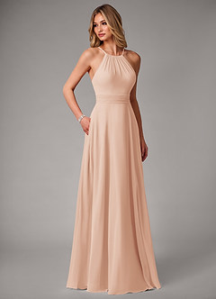 Azazie Amalia Bridesmaid Dresses English Rose A-Line Pleated Chiffon Dress image5
