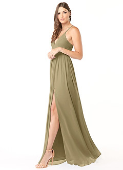 Azazie Aaida Bridesmaid Dresses Moss Green A-Line Corset Chiffon Dress image4