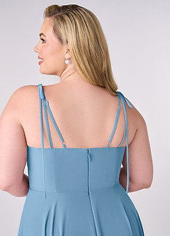 Barbie ♥ Azazie Bridesmaid Dresses Steel Blue A-Line Bow Chiffon Dress image10