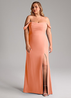 Azazie Saige Bridesmaid Dresses Sunset A-Line Off the Shoulder Chiffon Convertible Dress image10